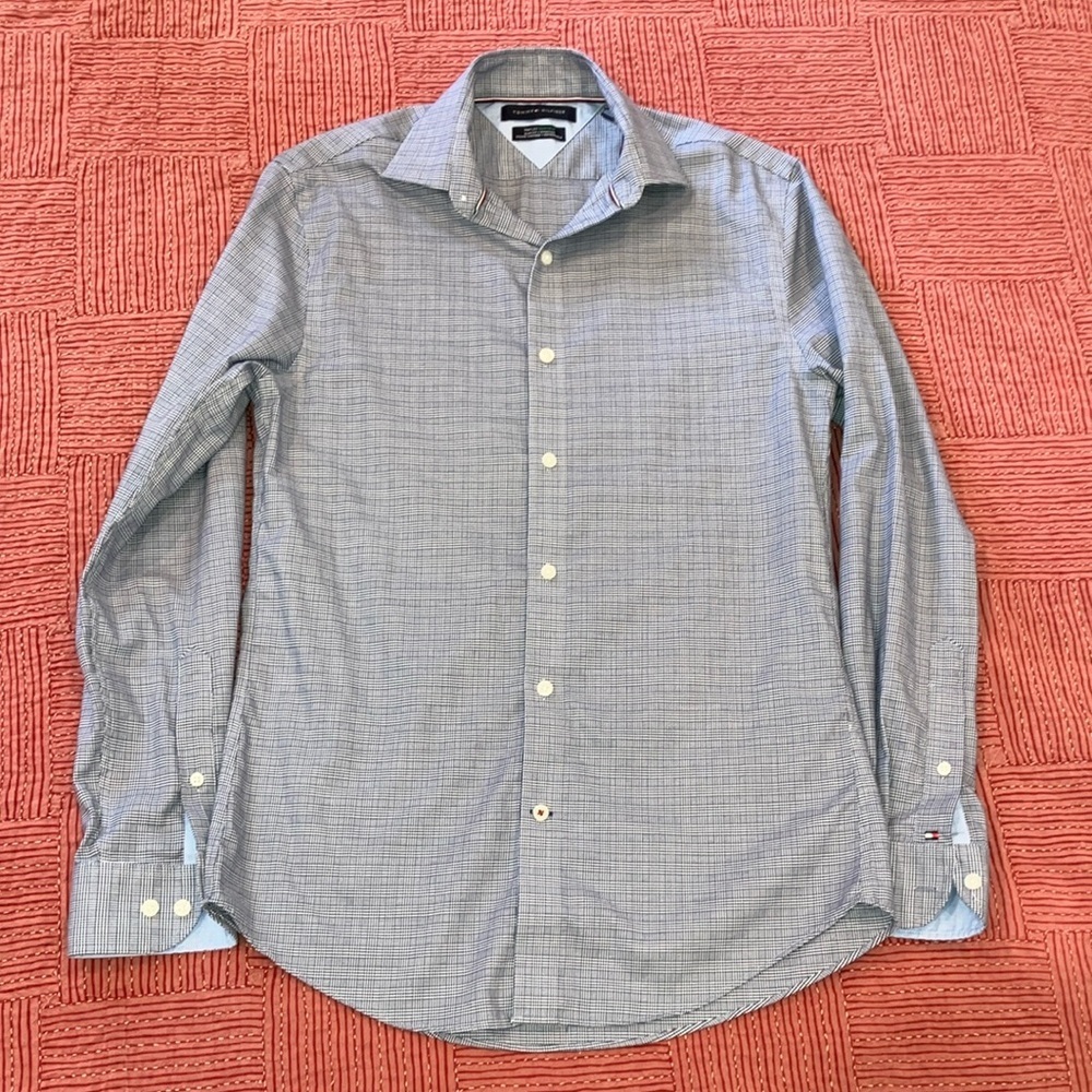 Tommy Hilfiger supima Cotton with Lycra Blue Casual Button Down Shirt